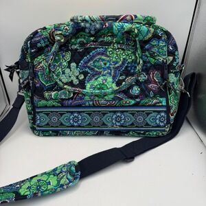 Vera Bradley Provencal Paisley Quilted Laptop Travel Bag Green Blue Purple
